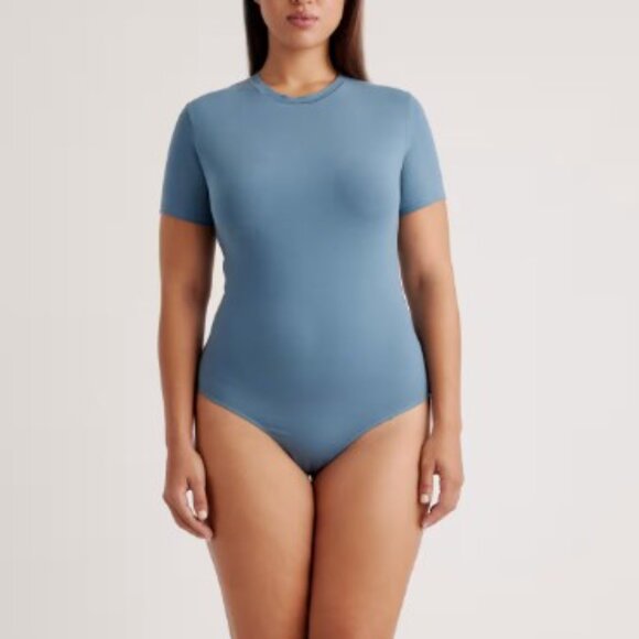 QUINCE NWT Stretch Cotton Jersey Short Sleeve Bodysuit. M - Picture 1 of 6